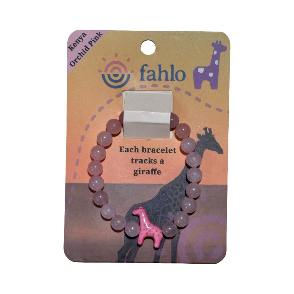 Fahlo Kenya Orchid Pink Beaded Giraffe Tracking Bracelet NWT